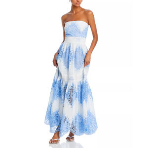EVARAE Womens Mia Cotton Dress White/Blue Size 4 12787